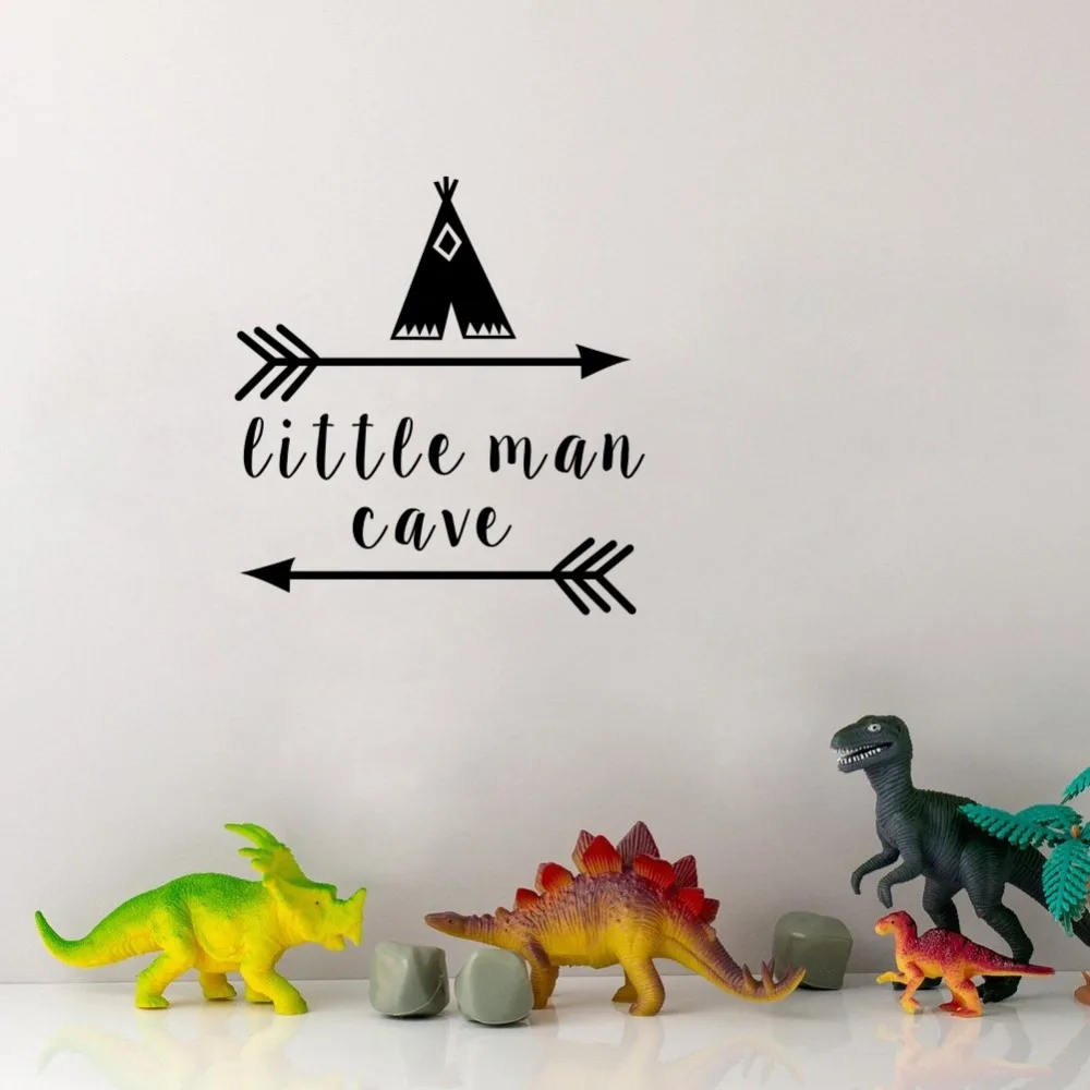Little-Man-Cave-Wall-Decals-Quote-Words-Nursery-Boys-Room-Wall-Decor-Stickers