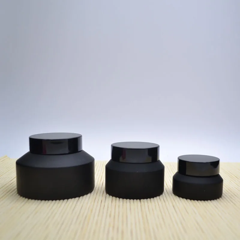 

10Pcs Frosted Black Glass Cosmetic Jar Bottle With Black Lid for Concealer Face Cream Glass Cosmetic Package for DIY 30g 50g