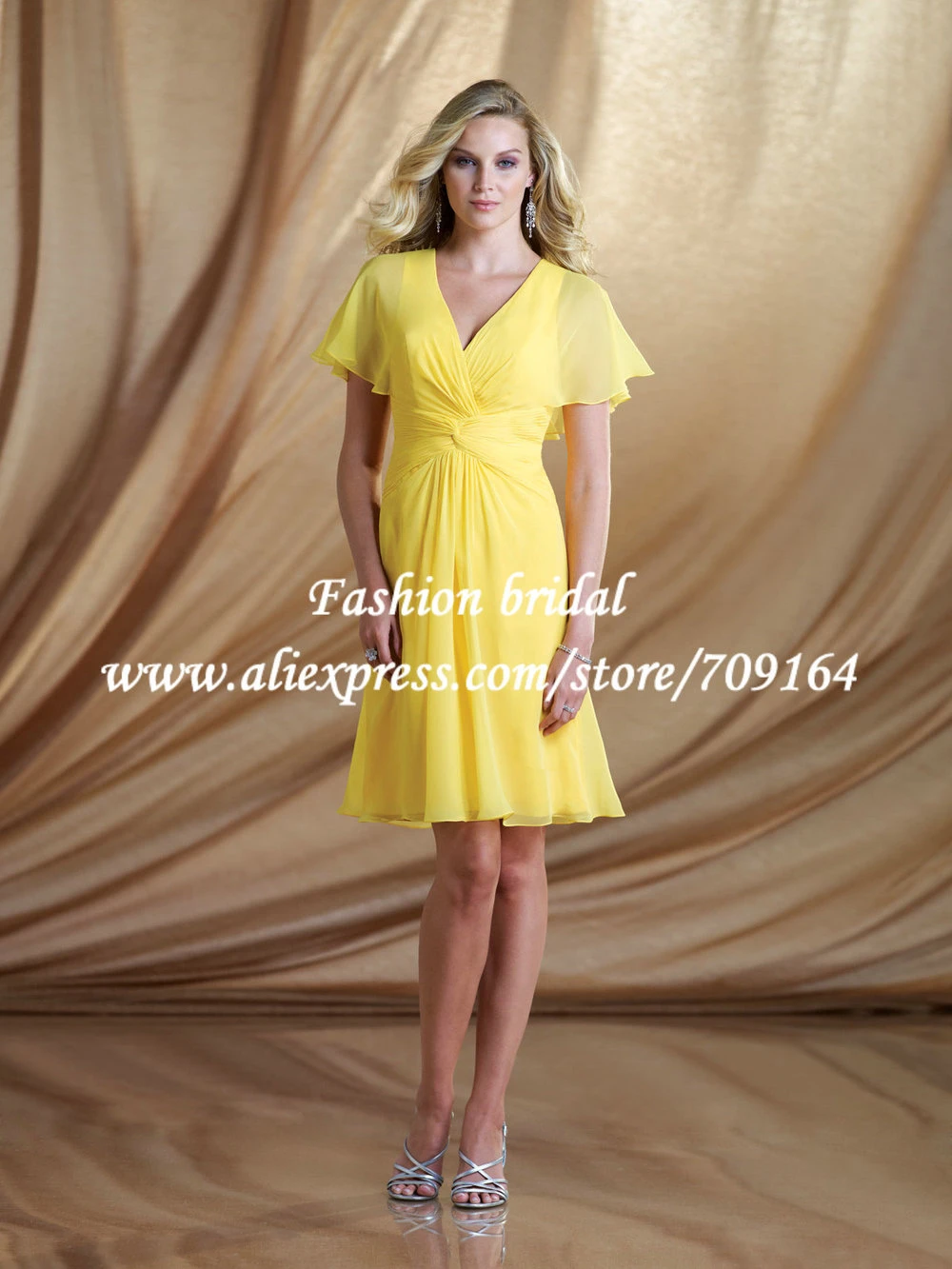 modest yellow bridesmaid dresses