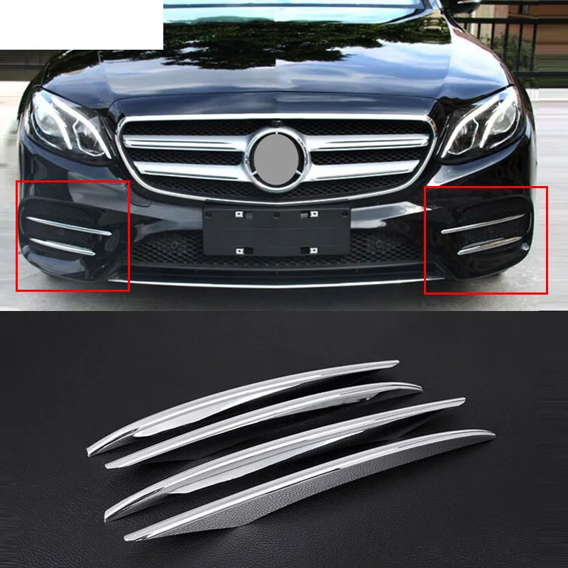 4 шт. хромированные передние противотуманные фары ABS для Mercedes Benz E Class W213 E200 E300 2016 2017