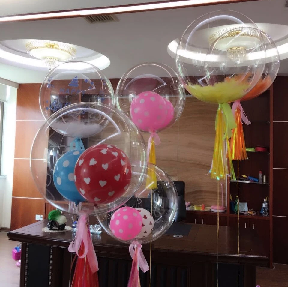1 шт. 24 дюйма без морщин прозрачный воздушный шар Надувная Детская игрушка на день рождения Свадебная вечеринка украшения поставки перо большой шар