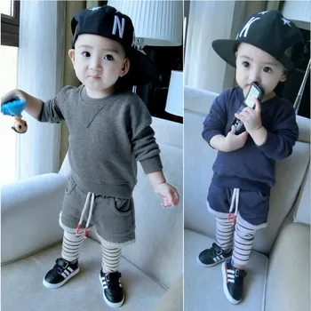 

Fashion 2Pcs Shirt+Pants Baby Boys Jumpsuits Solid Active Cotton Kids Clothing Sets New Arrival Boys Clothes 12M-8T