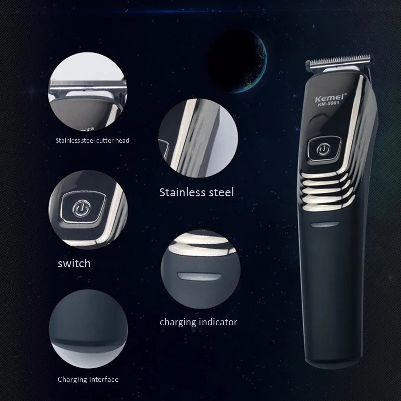 

Kemei Newly Km-5901 3In1 Electric Hair Clipper Trimmer Bald Hair Clipper Cutting Machine Beard Hair Precision Engraving Shaver