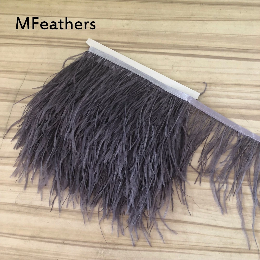 

MFeathers Pack of 5Meter 10meter Deep Grey Dyed fluffy ostrich feather trims height 8-10cm 10-15cm DIY feather belts cloth decor