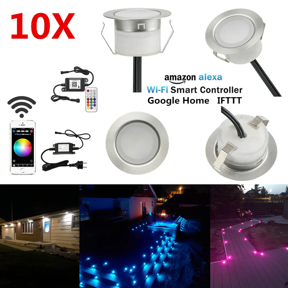 

10pcs/lot Smart WIFI Phone APP Control RGB/RGBW 45mm Ip67 Kitchen Stair Step LED Deck Rail Soffit Lights Timer Dimmer Function