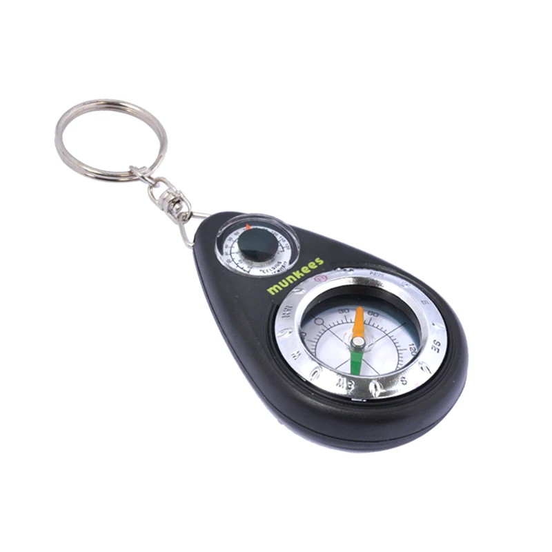 

AceCamp 1Pcs Mini Portable Keychain Thermometer Compass Outdoor Hiking Camping Survival Multifunctional Compass Navigation