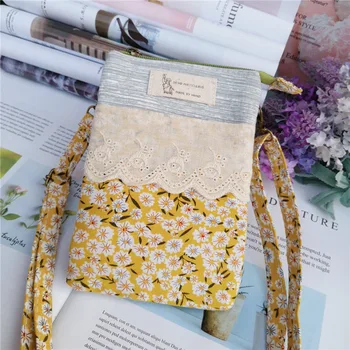 

Cotton floral printing children school bags kids travel messenger cross-body phone bags money pouches for kindergarten girls