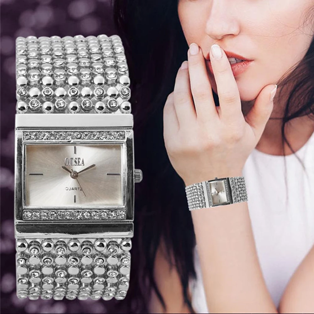 Bangle Watch Bracelet Crystal Stainless-Steel Womens Quartz Top-Brand Luxury