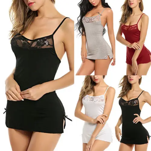 Новые женские сексуальные сорочки Нижнее белье Мини Babydoll Ночное с ремешками