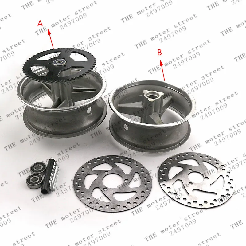 

good quality pocket bike Aluminum Wheel 110/50-6.5 o'r 90/65-6.5 front and rear Hub with Brake disc for pocket bike 47cc 49cc