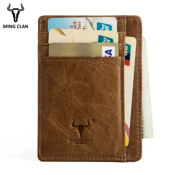 

Mingclan Genuine Leather Card Wallet Mini Slim Wallets Card & Credit Id Holders Man Women Business Credit Travel Card Holder