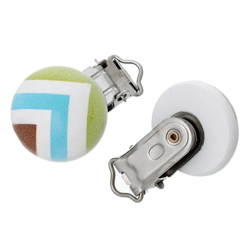 

5Pcs Multicolor Iron Metal Wooden Baby Pacifier Clips Colors Holders Cute Infant Soother Clasps Holders Accessories Diy Tool