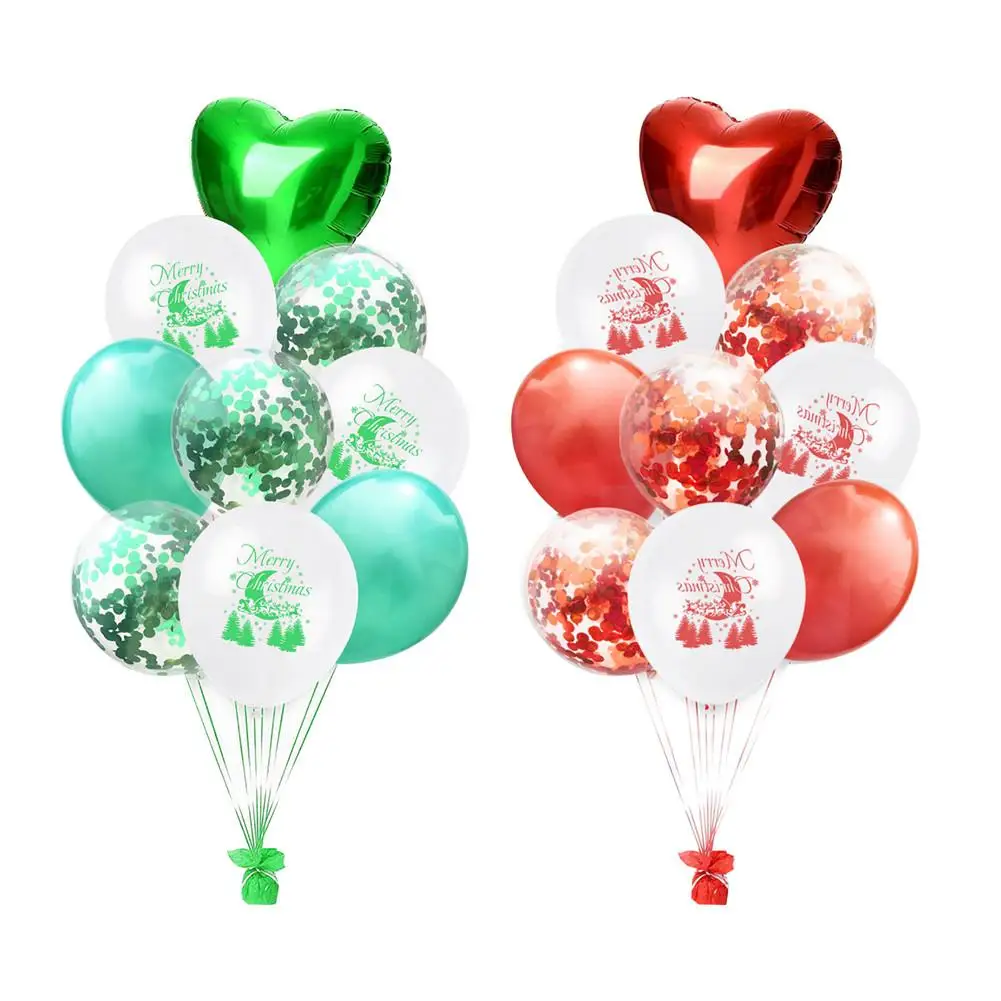 

9pcs 12'' Printed Metallic Color Latex Balloons Xmas Balloons Home Christmas Decorations Red Green Balloon