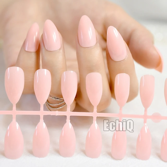 Almond Design Nail Art Tips Pink Medium Pointed Full Cover Acrylic Almond Design Nail Art Tips Pink Medium Pointed Full Cover Acrylic Fake Stiletto Nails Diy Lady