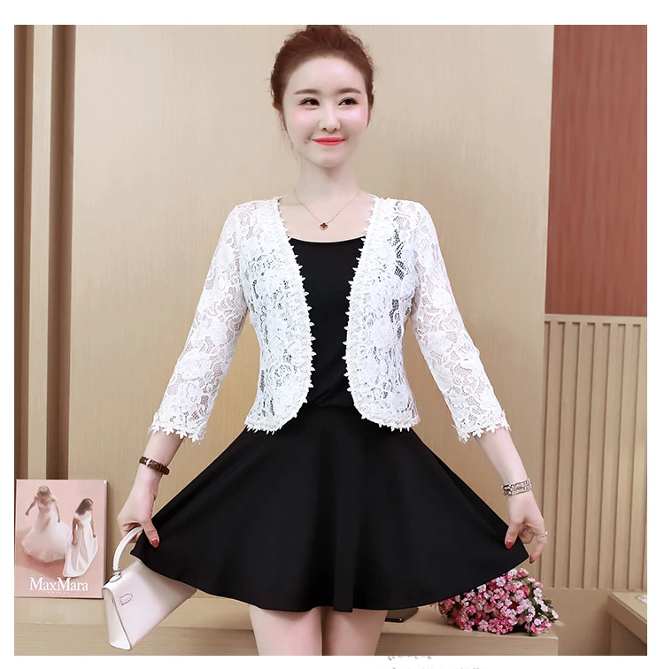 Chaquetas Mujer 2024Short Jacket Women Hollow Out Lace Women