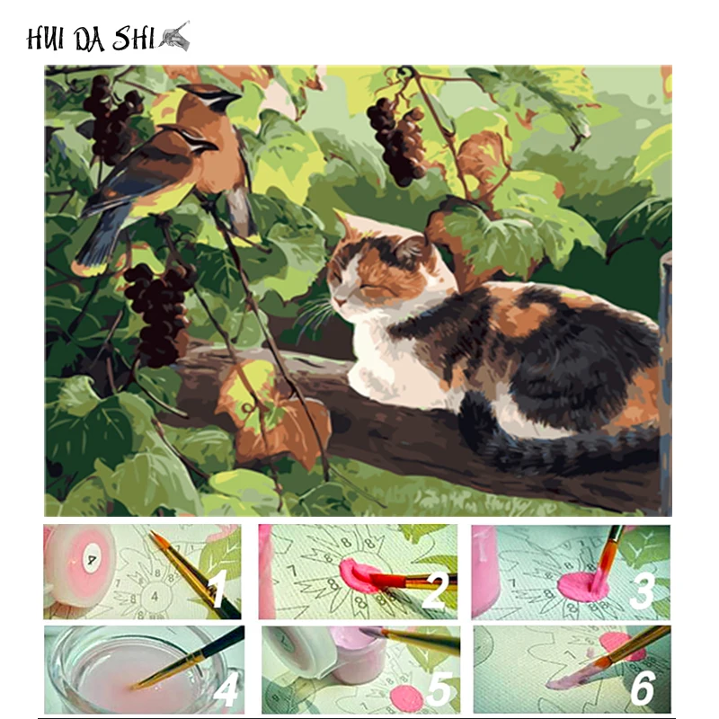 

Cat Framed Painting By Numbers Of Animal DIY Oil Painting On Canvas Home Decor For Living Room g 40*50m Wall Art