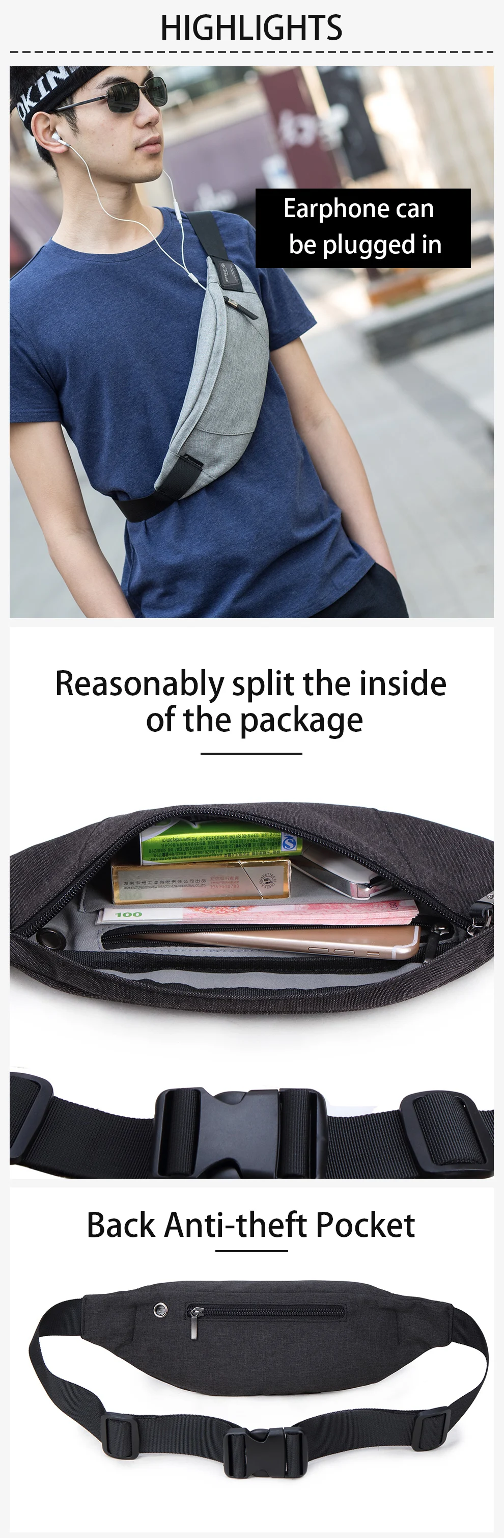 Hk Fanny Pack черная водонепроницаемая сумка на пояс для денег мужской кошелек подростковый дорожный кошелек на пояс Мужские поясные сумки чехол для сигарет для телефона