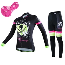 NEW Brand Autumn Women Cycling Jersey Set Polyester Long Sleeve MTB Bicycle Bike Windproof Jacket Pants Sets