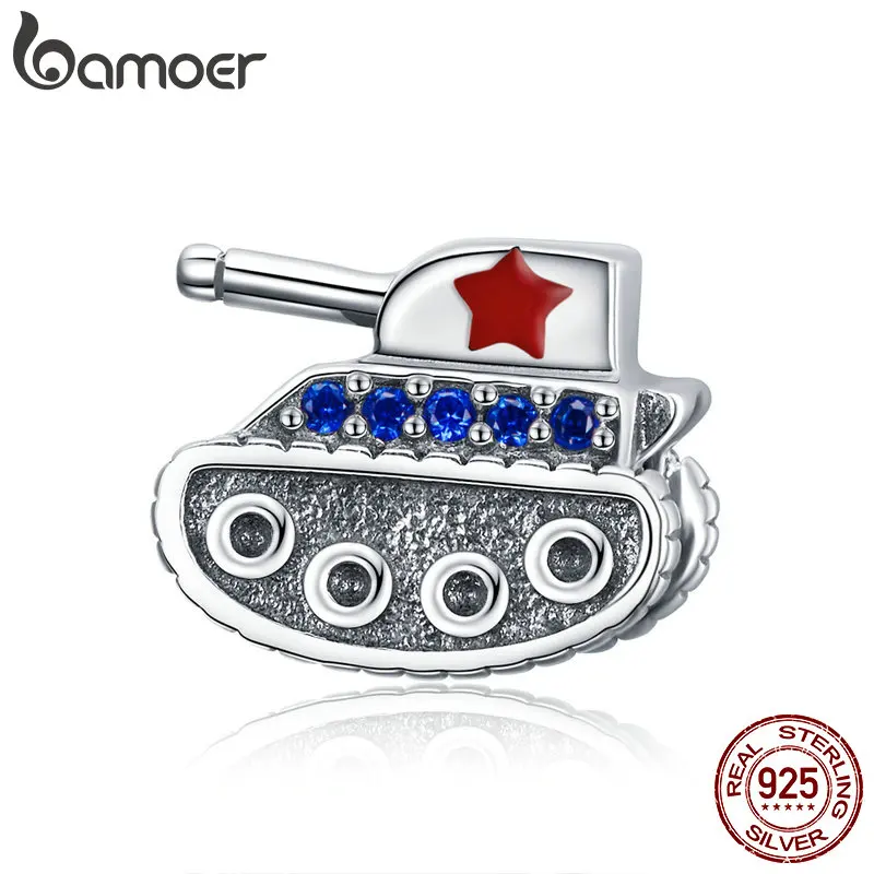 

BAMOER Genuine New 925 Sterling Silver Tank Childhood Toy Color Enamel Beads Fit Bracelets Sterling Silver Jewelry SCC1038