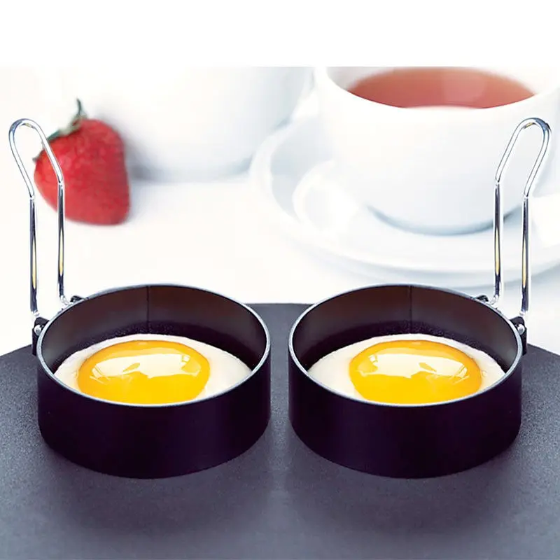 Supreme Set of 2 Egg Ring Round Metal Stainless Steel NonStick Form Mold Breakfast Sandwich(00236)