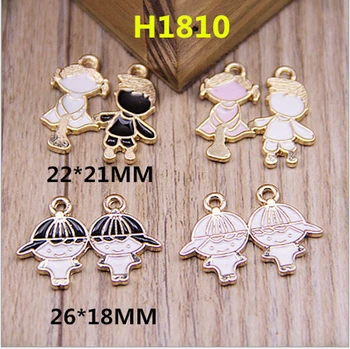

Newest Trendy Cartoon Girls/boys shape alloy drop oil gold-color metal jewelry charms diy earring/bracelet/necklace pendants