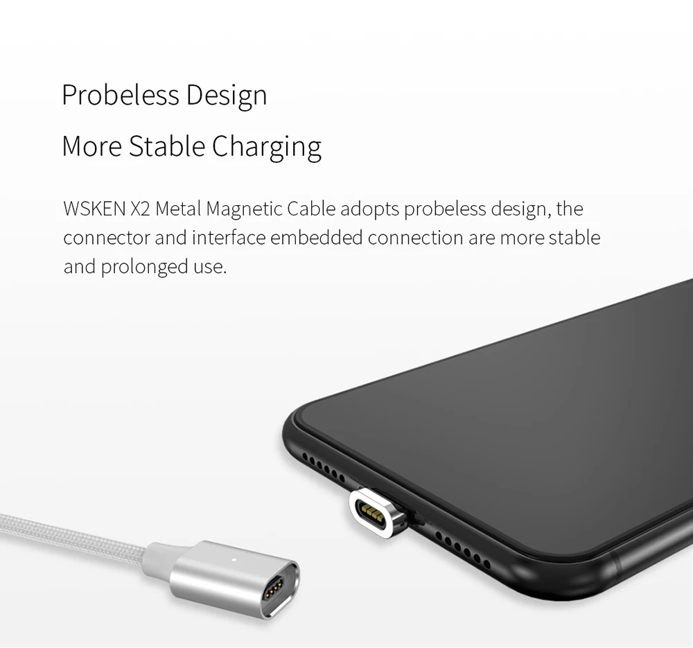 Магнитный зарядный кабель WSKEN X2 для iPhone, зарядное устройство, кабель Micro USB, кабель usb type C 3A, магнитный кабель для samsung type C, кабель USB C