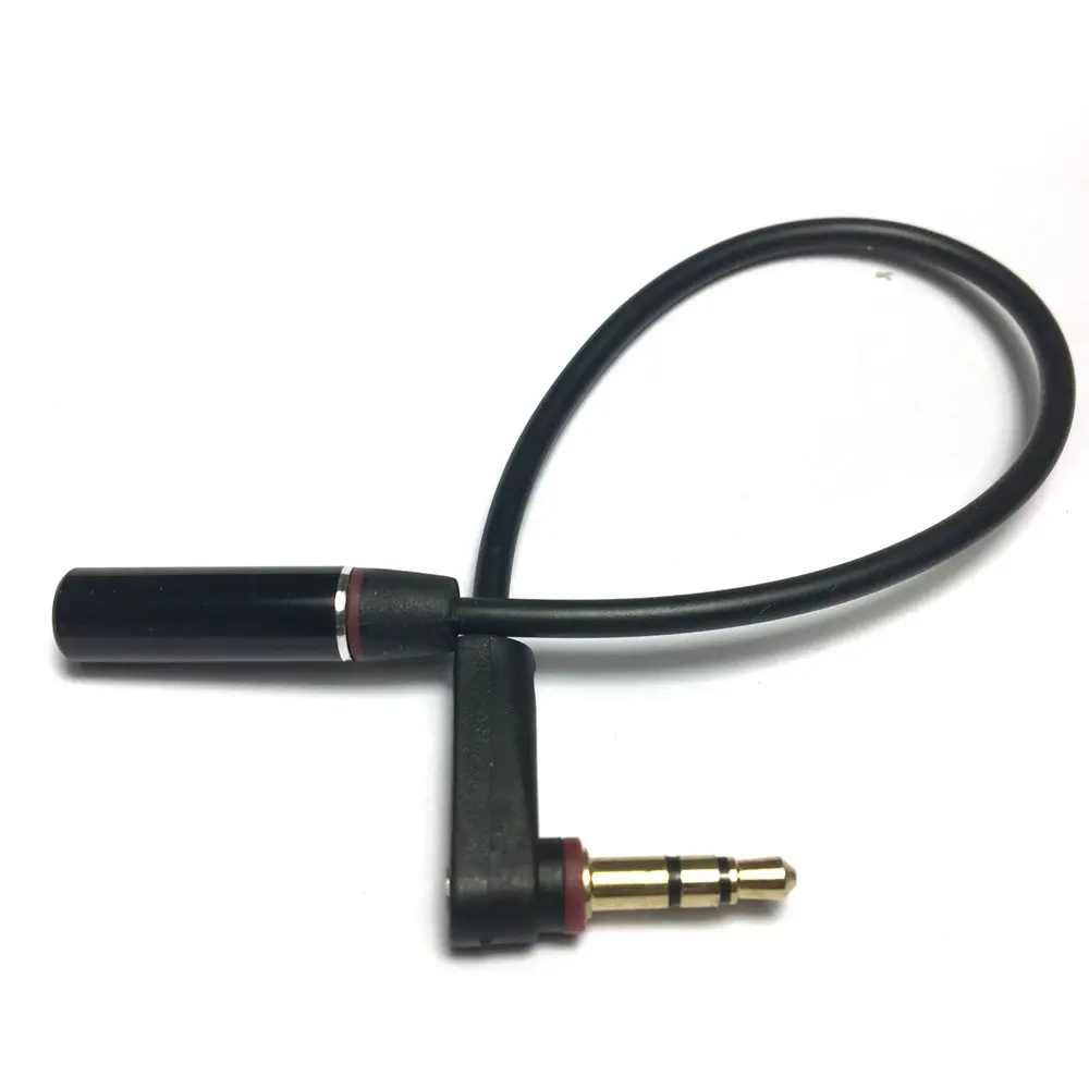 

New universal short 20cm Black Red Right Angle L type 90 degree 3.5mm male to 3.5mm female earphone extension audio access cable