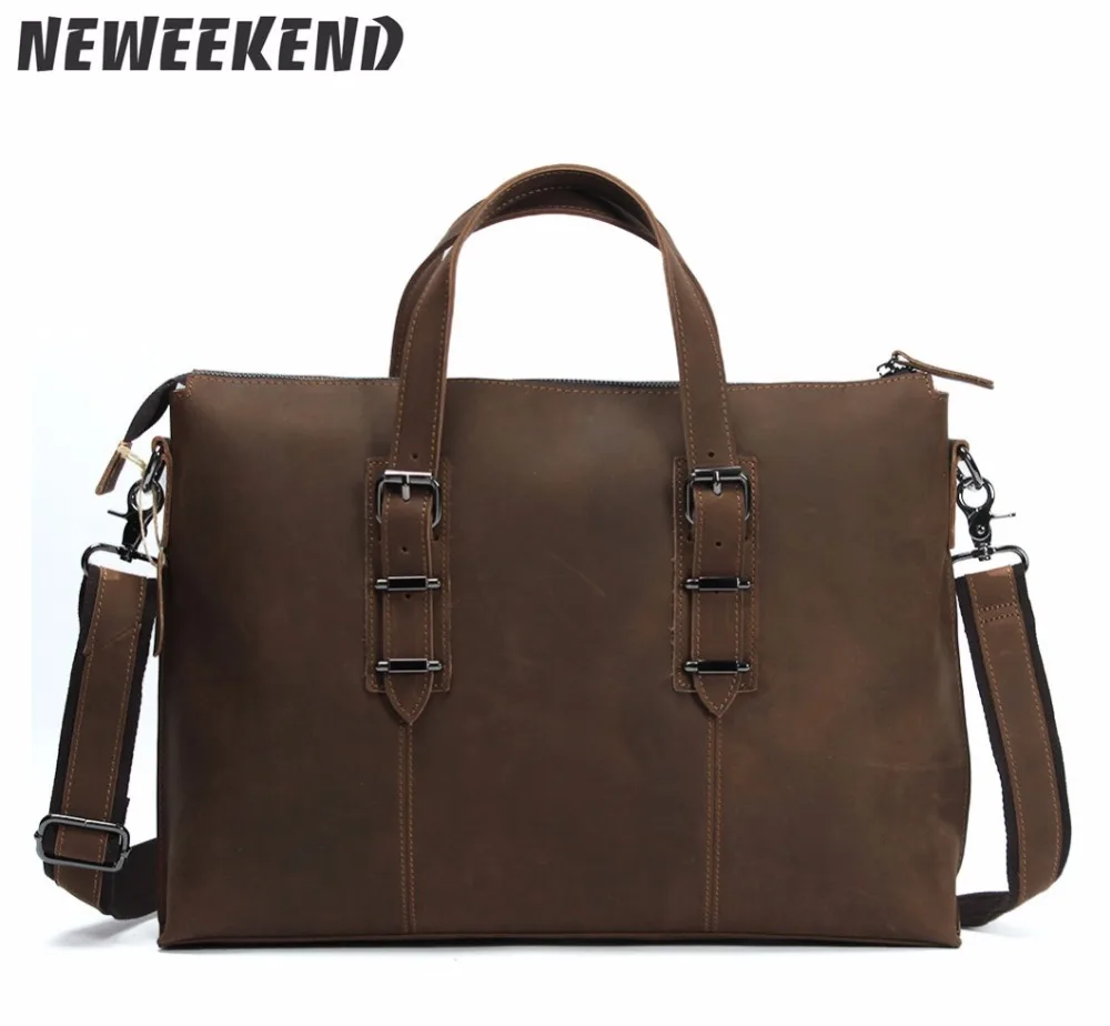 Mens genuine leather laptop case computer bag handbag cowhide leather A4 shoulder bag messenger ...