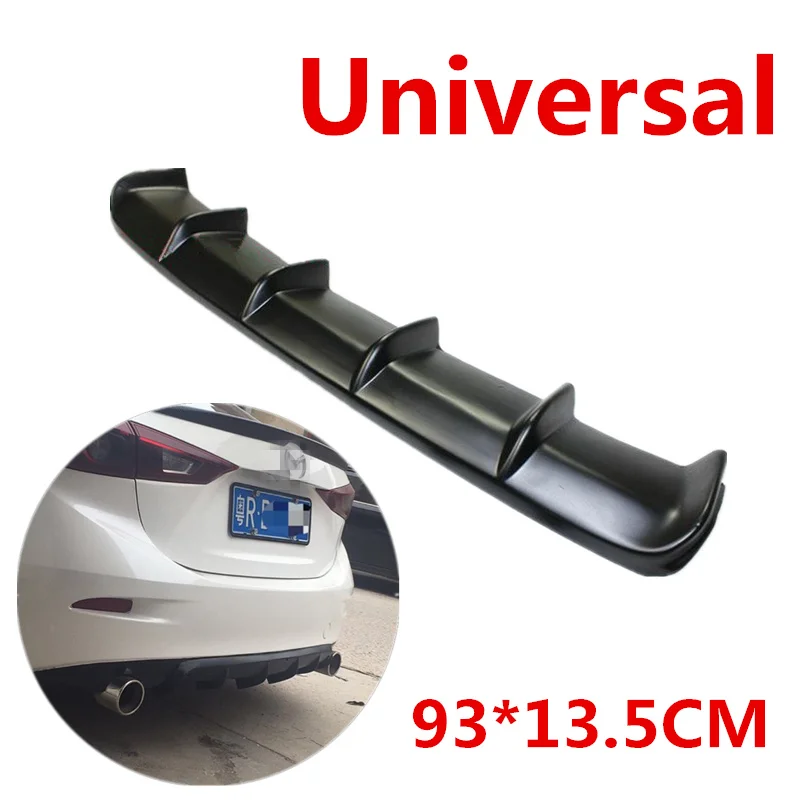 

93 x 13.5 cm Matte Black ABS Universal Rear Shark Curved Add on Bumpers Lip Diffuser Kit