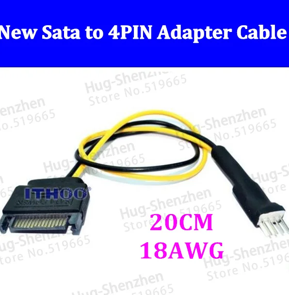 100PCS Free Shipping SATA 15pin male to 4pin male, FLOPPY disk/FLOPPY