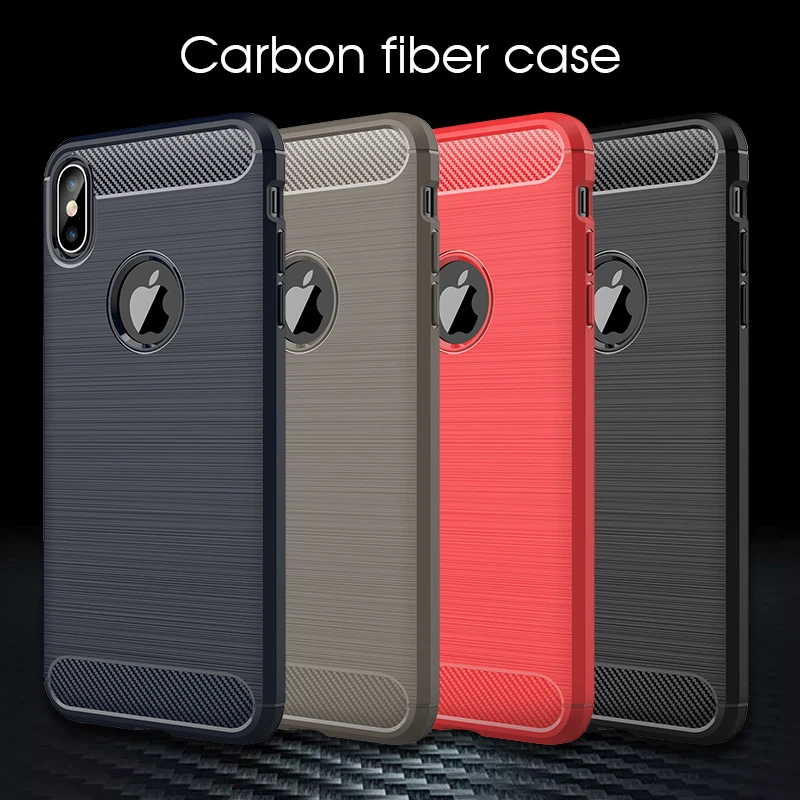 buy Soft TPU Armor Carbon Fiber Phone Case For iPhone X 10 XR XS MAX 5S SE 5 6 6S 7 Plus Cover Shockproof Silicone Coque Fundas