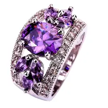 Art Deco Fancy Oval Cut amethyst Created Sapphire 925 Silver Ring Size 7 8 9 New Fashion Jewelry Gift For Women Wholesale