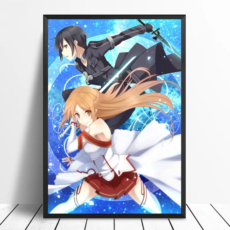 Sword Art Online Poster Kirito Asuna Anime Silk Fabric Cloth Print Posters Sword Art Online Poster Kirito Asuna Anime Silk Fabric Cloth Print Posters