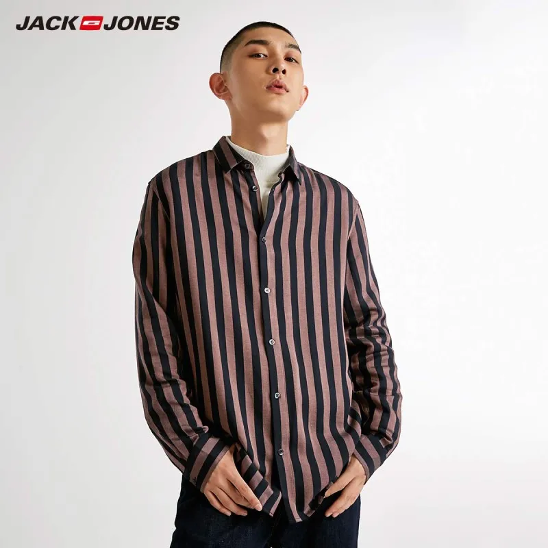 

JackJones Men's Casual Loose Fit Striped Long-sleeved Shirt|218305567