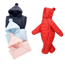 Одежда для новорожденных девочек; зимние теплые толстые детские комбинезоны; пуховая хлопковая толстовка с капюшоном для маленьких мальчиков; Верхняя одежда для альпинизма; комбинезон