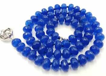 

Natural 5x8mm Blue Sapphire Faceted Beads Gemstone Necklace 18'' Long