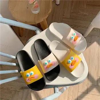 

Harajuku Cute Duck Shoes Flat Women Slippers Summer Casual Shoes Outside Indoor Slides Cartoon Slippers Rubber Flip Flops