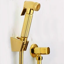 Torneira Toilette Oro tenuto in Mano Pannolino rame Bidet Spruzzatore Doccia Shattaf Spray Douche kit Jet & Golden valvola di angolo BD211-B