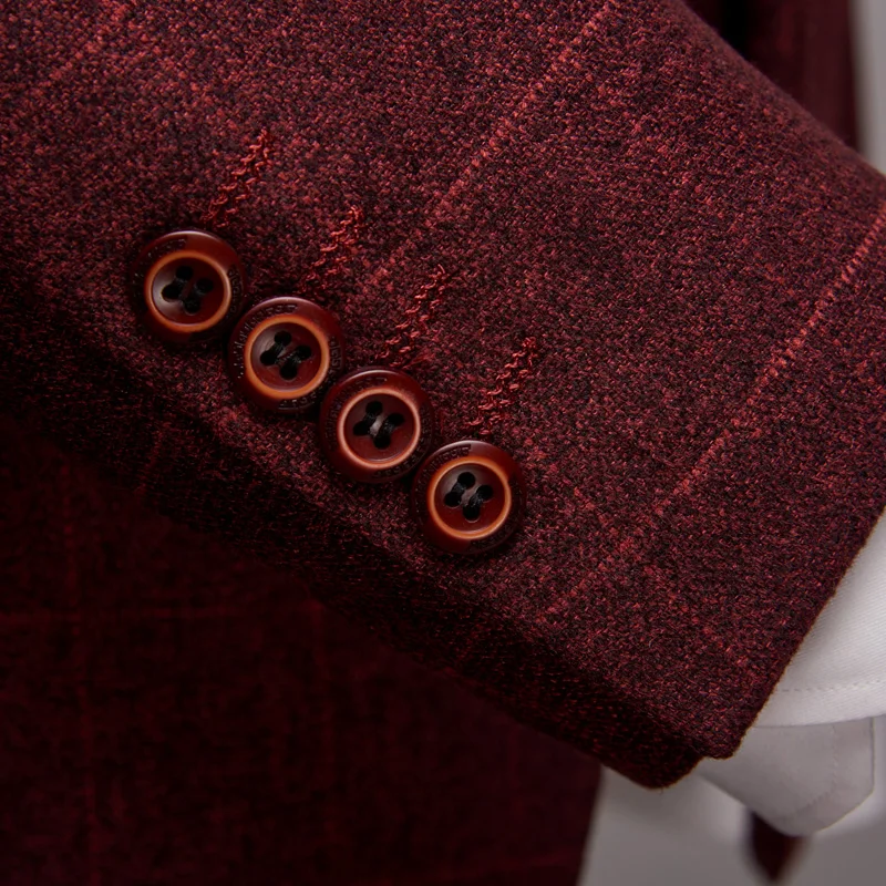 PEORCHID Single Breasted Burgundy Wedding Groom Suit Stripe Plaid Formal Prom Suit Men Party  Dress Suits Tuxedo Navy/Grey 2019