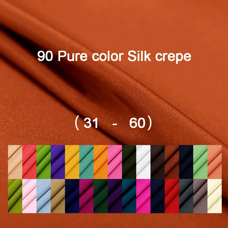 

90 Pure Color mulberry Silk Crepe Fabric For Women Dress Cheongsam shirt Width 114cm Clothing cloth Diy Sewing 2018 HOT