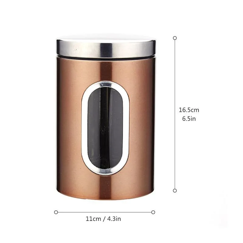 1.5L Transparent Stainless Steel Seal Pot Suit Kitchen Food Container Storage Tank Grain Coarse Cereals Tea Candy Jar With Lids