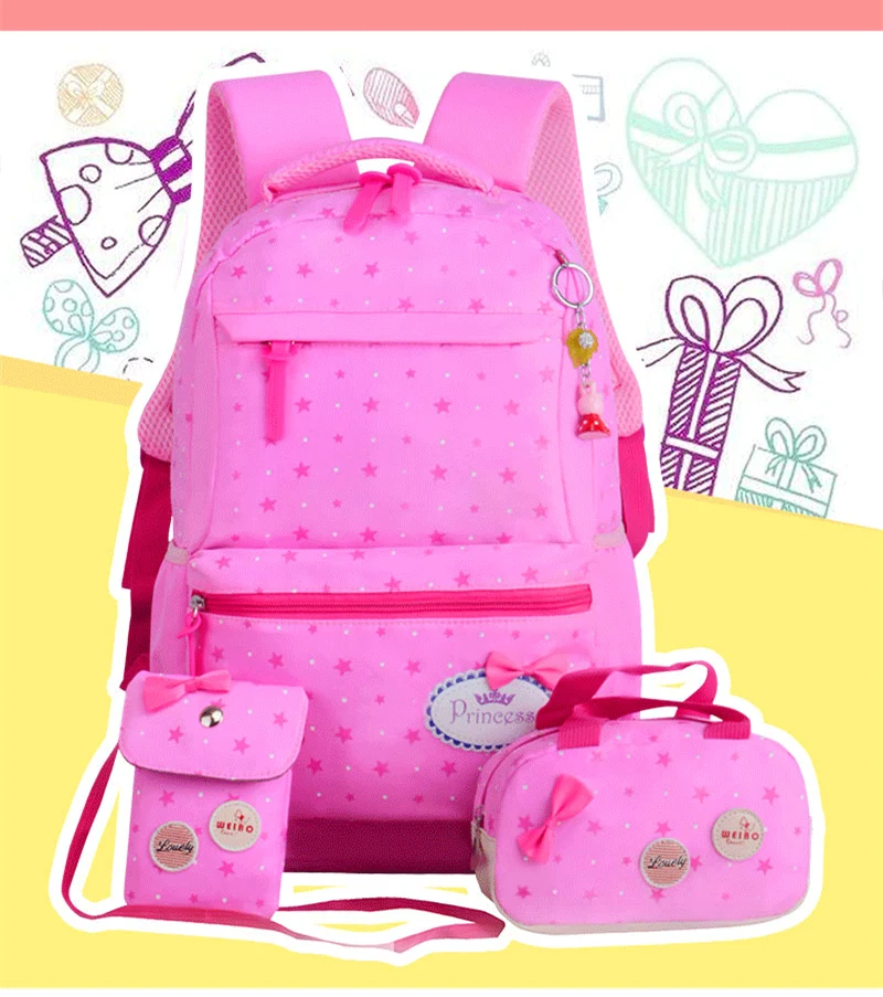 3 шт./компл. звезда печати дети школьные рюкзаки для девочек подростковые рюкзаки ортопедии Сумочка Рюкзак и сумка mochila infantil
