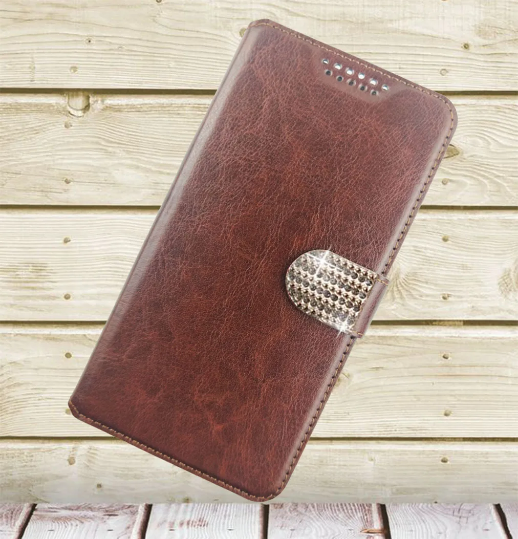 Fashion Flip PU Leather Cover Case for Ulefone U008 Pro Vienna U007 U007 Pro Be X Metal Magnetic high quality mobile phone shell - Цвет: Brown with Diamond