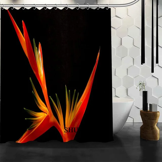 Waterproof Bathroom Curtains Modern Bird Of Paradise Flower Shower