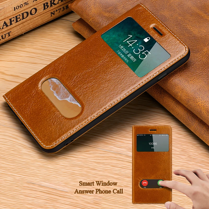 

Genuine Leather 6plus Touch Case For iPhone 6 6s Plus Luxury Smart View Window Flip Official 360 Full Protect Phone Cover Fundas