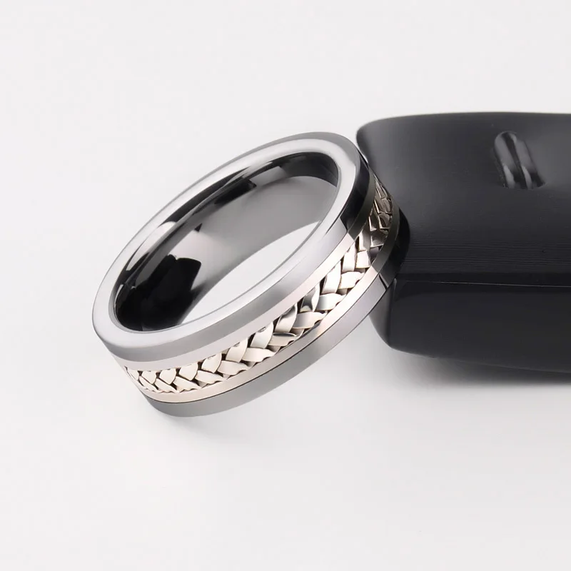 Новое поступление 7 мм Высокое полированное из вольфрама стальные кольца инкрустация 925 серебро удобное кольцо для мужчин и женщин размер 7-10