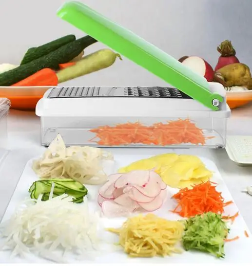  Kitchen Parer Slicer Gadget Multi-Function Shredder Salad Sliced Shred Vegetable Fruit Carrot Device Kit Container Chopper F2663 