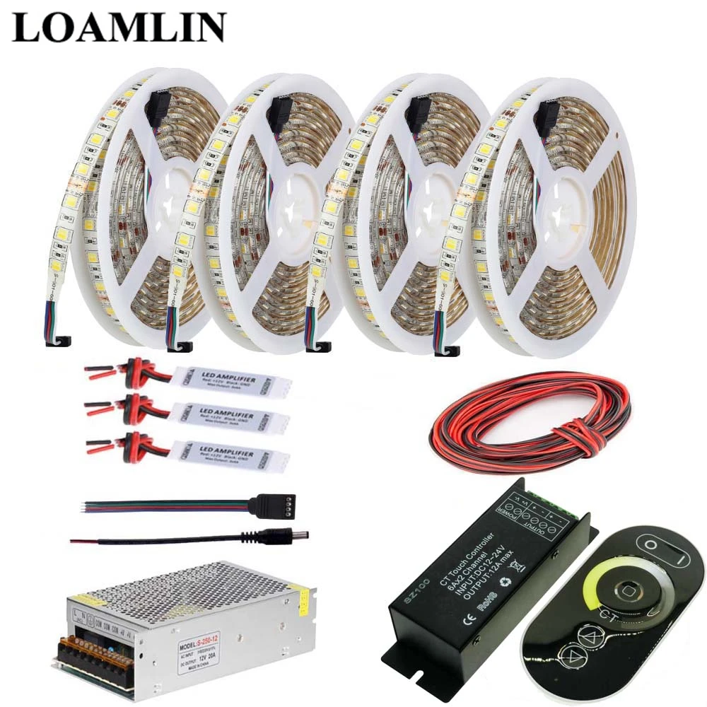 

DC12V 5050SMD Color Temperature Led Strip,SZ100 CT Touch Led Controller Power Supply Adapter Kit 5M 10M 15M 20M