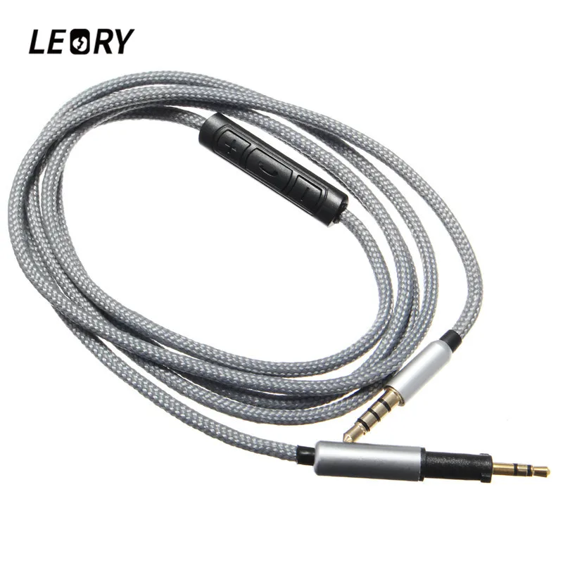 

LEORY Nylon Audio Headphone Cable With Mic For AKG K450 K451 K452 Audio Cable For iPhone For Samsung 1.2M Extension Cable