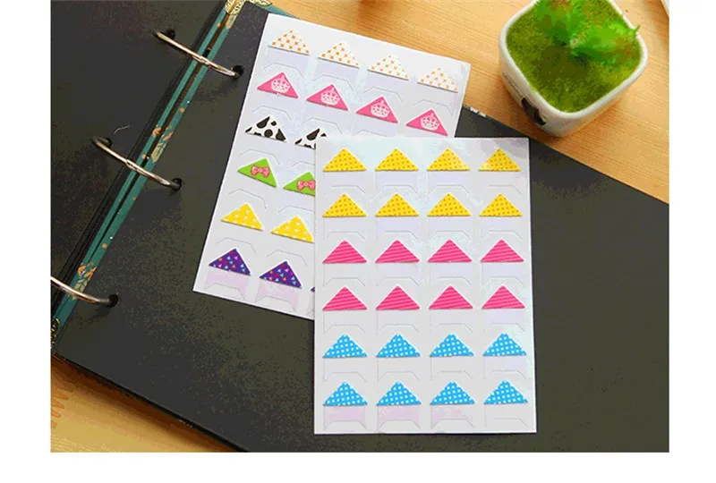 Новые 24 шт/лист DIY цветочные печати Угловые бумажные наклейки для фотоальбомов рамки украшения Скрапбукинг 8 цветов